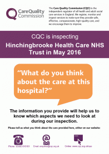 Hinchingbrooke Health Care NHS Trust inspection poster